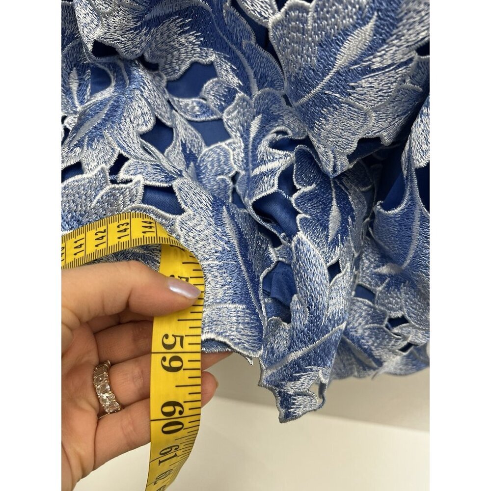 New Adrianna Papell Womens Illusion Neck Tonal Lace Gown Dress, Blue Sz 8 NWT - Picture 10 of 12